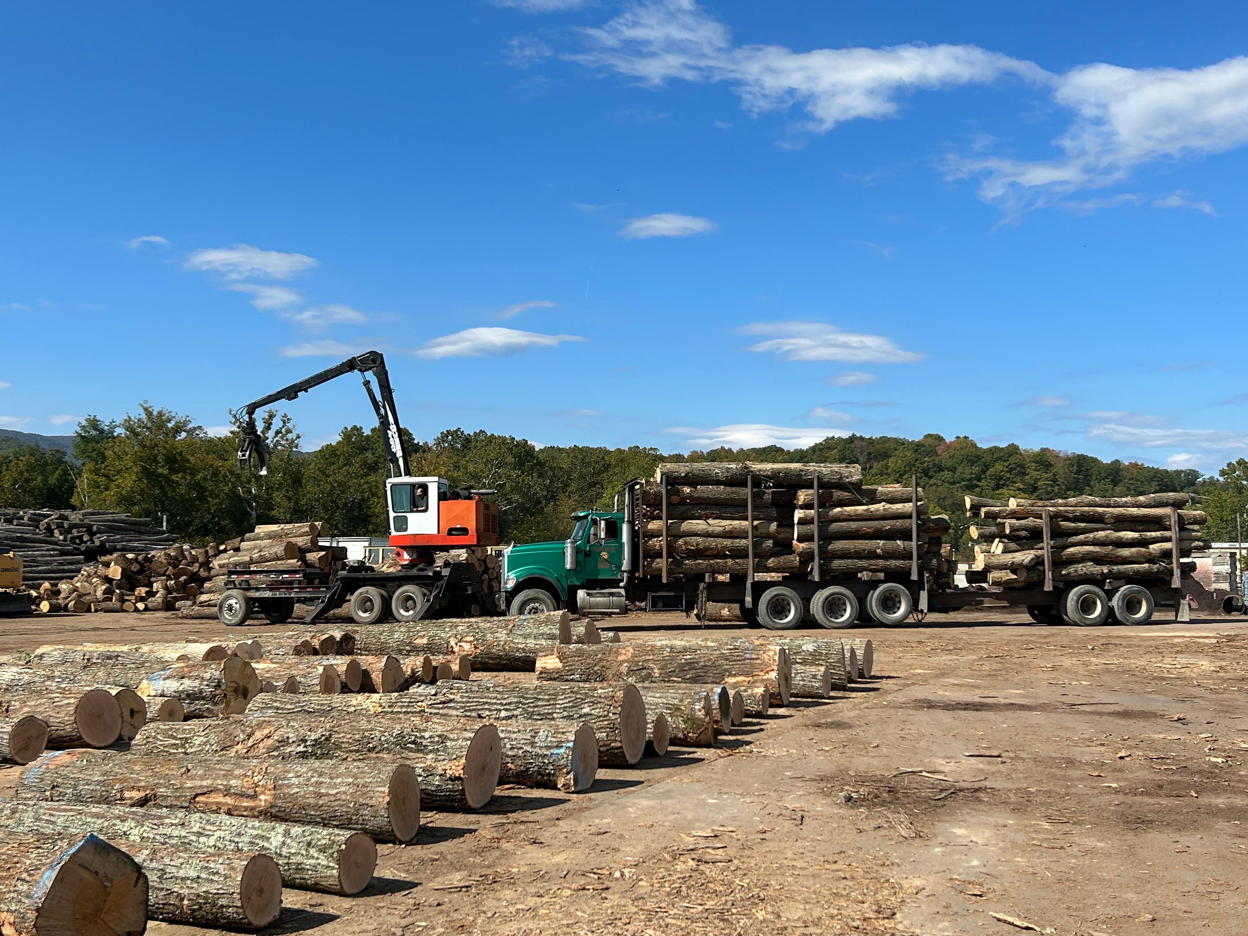 高山木材原木卡车林业